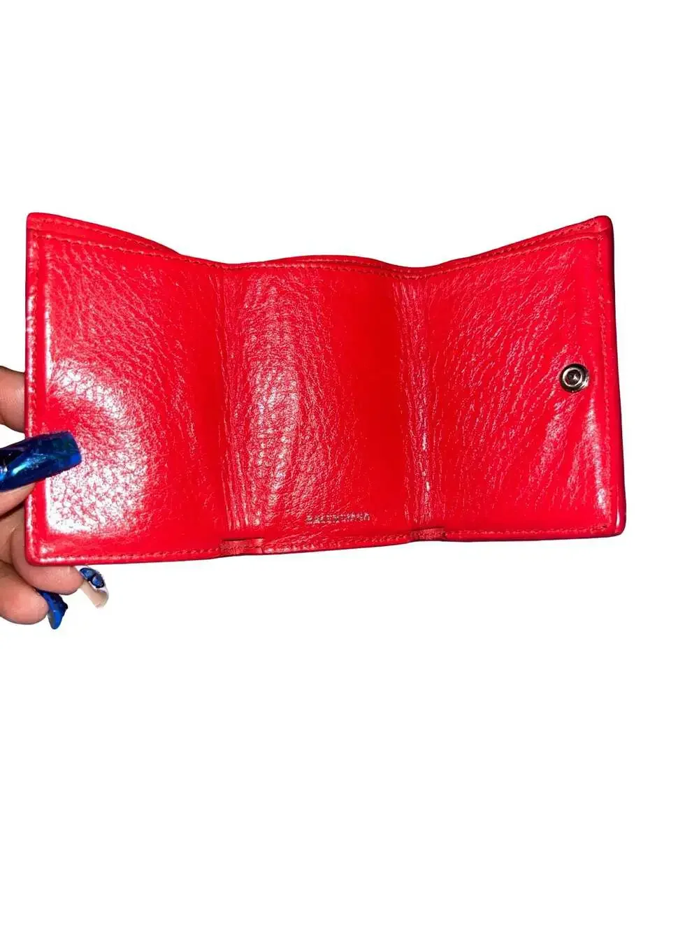 Balenciaga Papier Mini Trifold Wallet in Red Leather